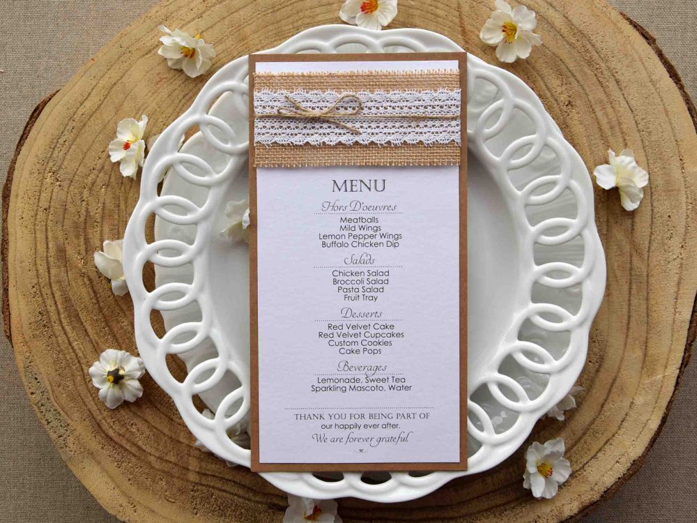 Destination Wedding Dinner Menu
