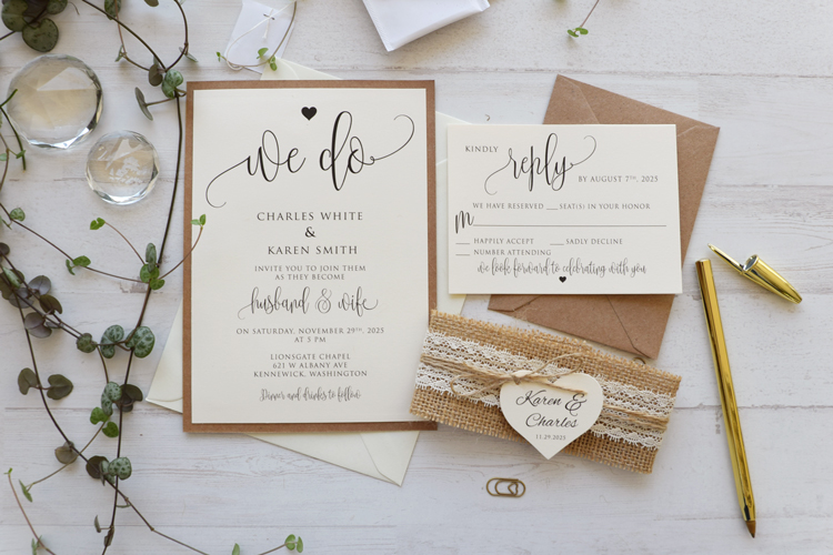 Rustic Lace Wedding Invites