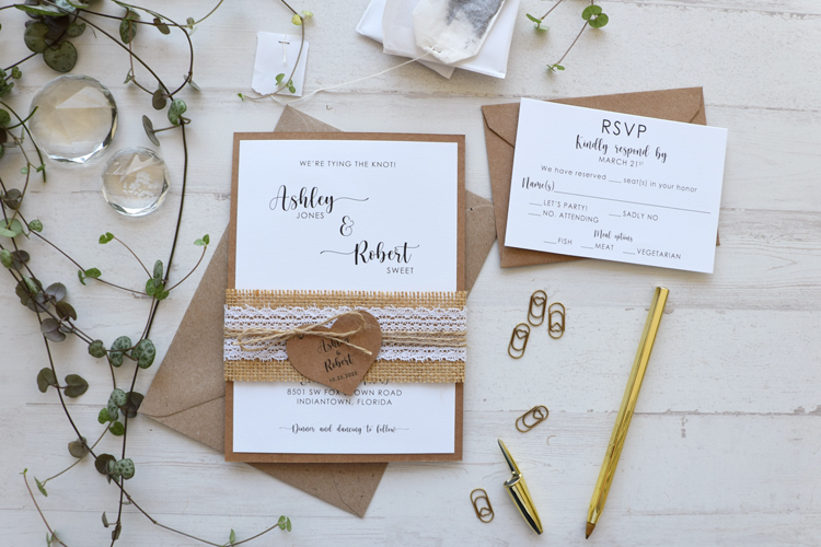 Rustic Country Lace Wedding Invitations