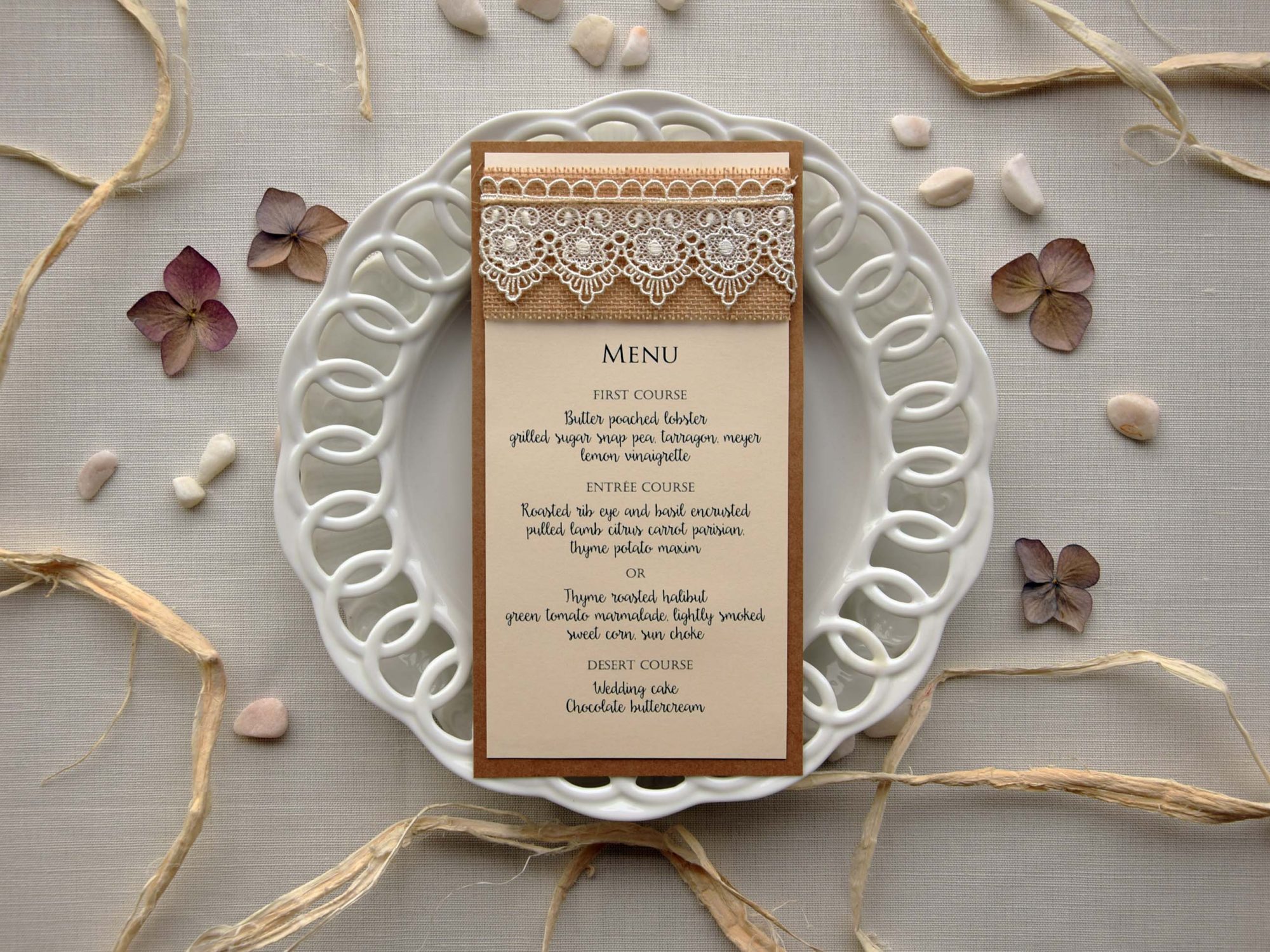 Lace Bridal Shower Dinner Menu