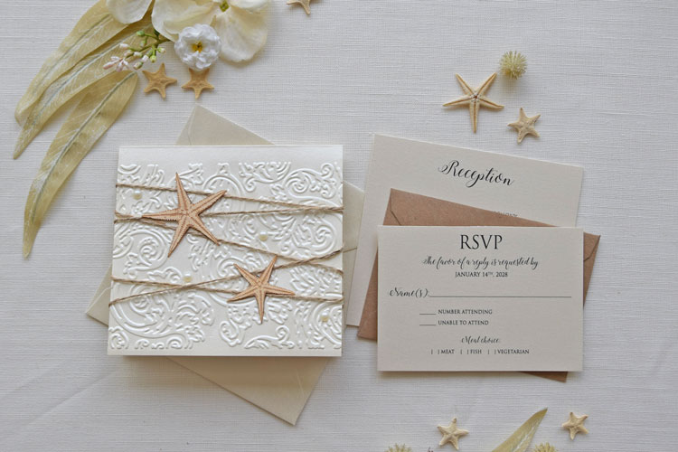Rustic Beach Pocketfold Wedding Invitation