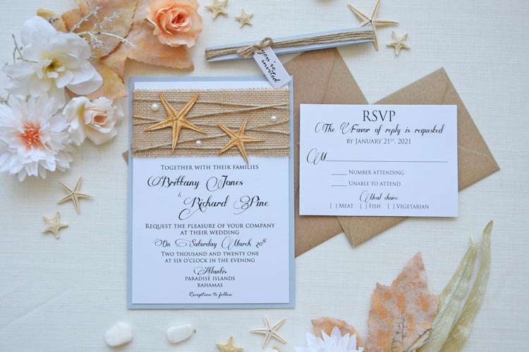 Rustic Beach Wedding Invitations