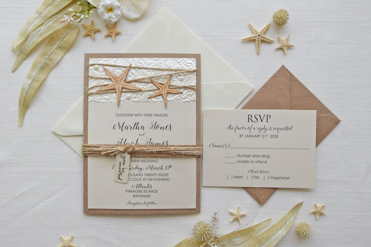 Semi-Custom Beach Wedding Invitations