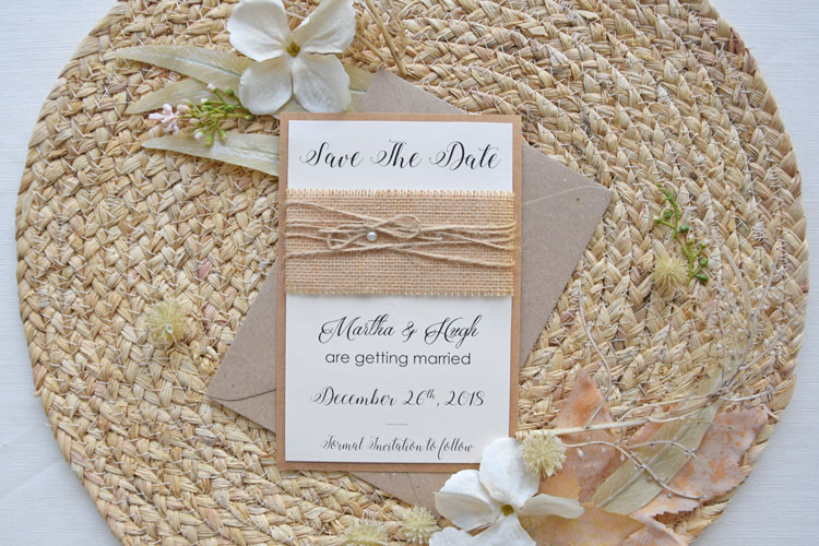 Burlap Wedding Save The Date Cards