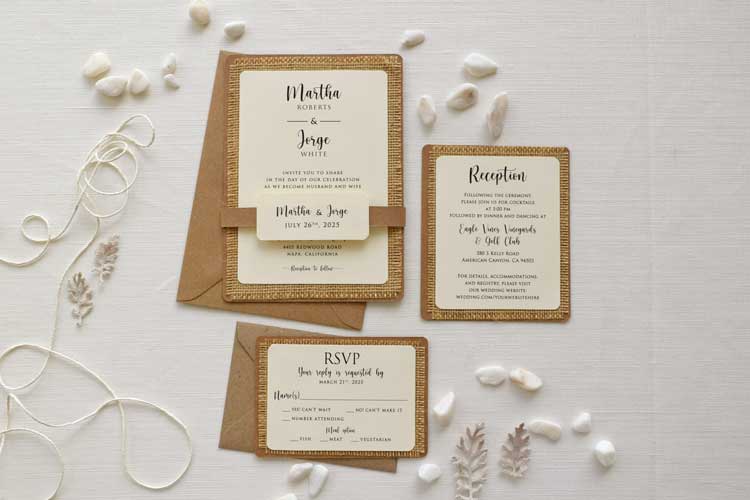 Rustic Country Burlap Wedding Invitations