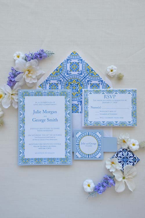 Semi-Custom Tile Wedding Invitations