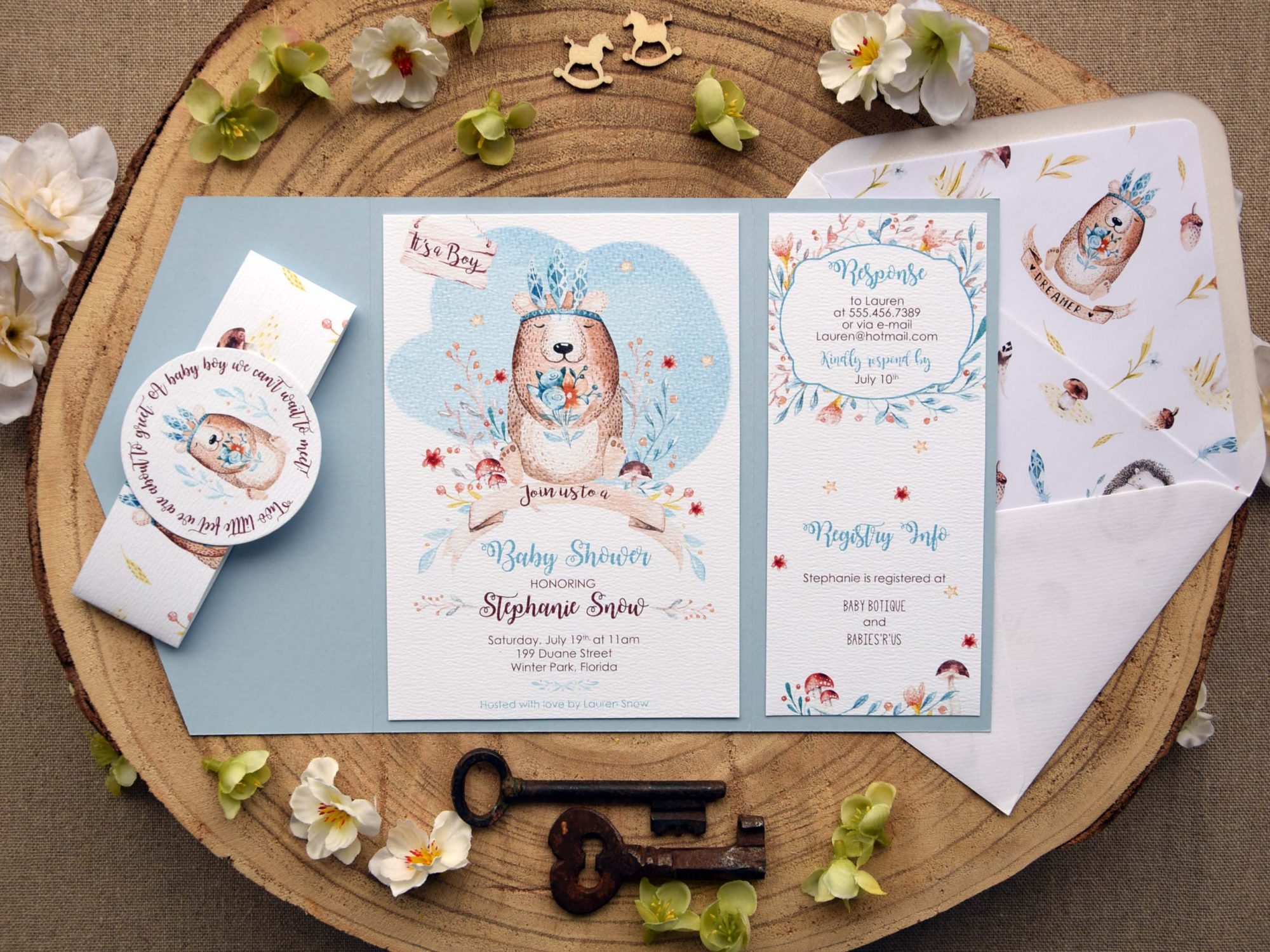 Unique Blue Baby Boy Shower Invitations