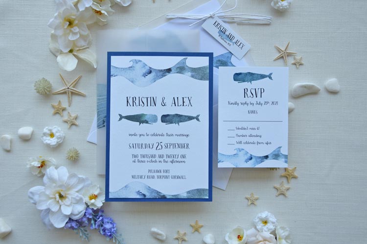 Whales Nautical Wedding Invitations