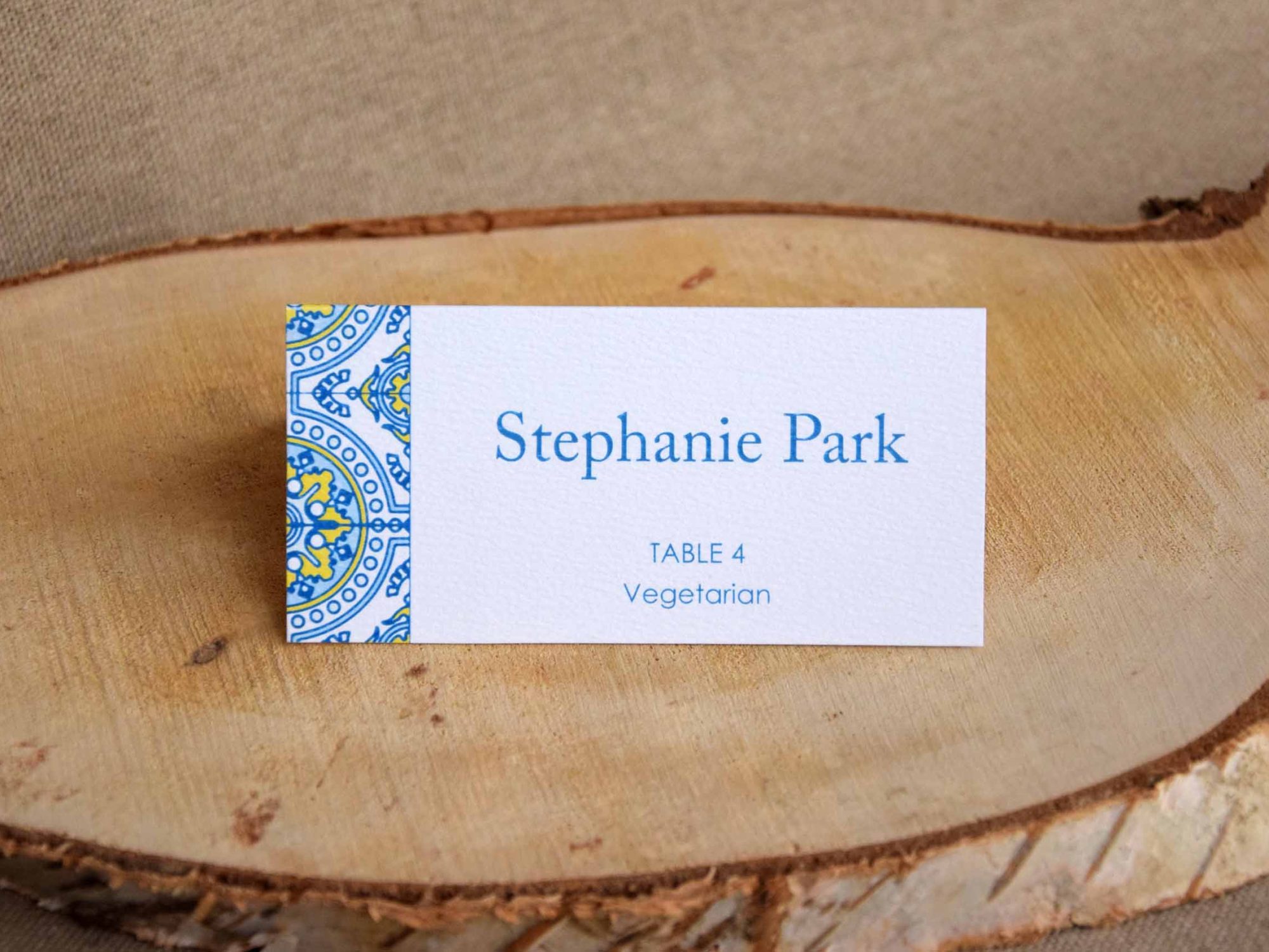 Blue and Yellow Tile Place Cards