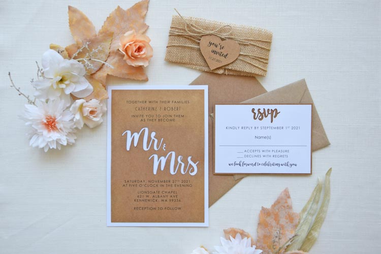 Mr and Mrs Laser Cut Wedding Invitations