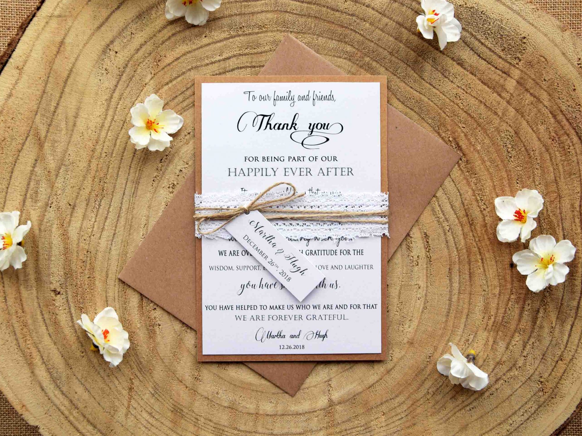 White Lace Thank You Cards