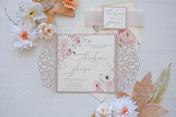 Romantic Floral Laser Cut Invitations