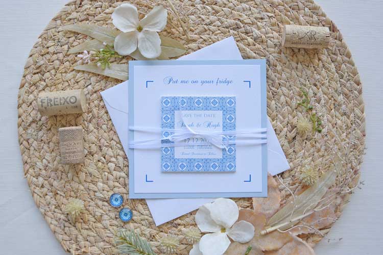 Blue Tile Magnet Save The Dates