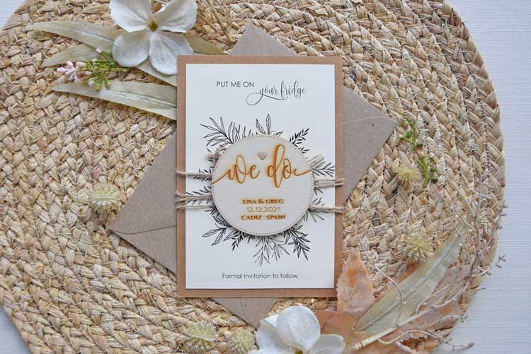 Wooden Wedding Save the Date Magnets