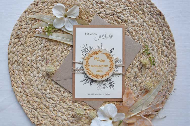 Rustic Save the Date Fridge Magnets