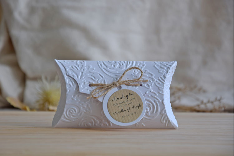 White Wedding Favor Pillow Boxes