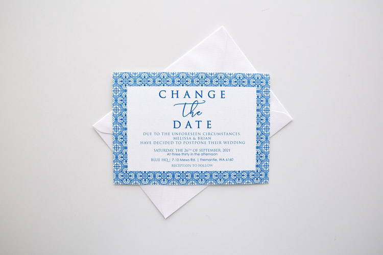 Tile Postponement Wedding Card