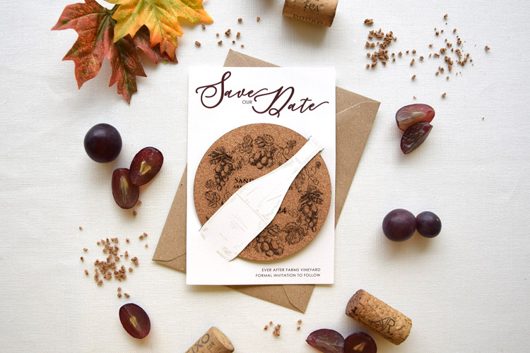 Rustic Cork Coaster Wedding Save the Date
