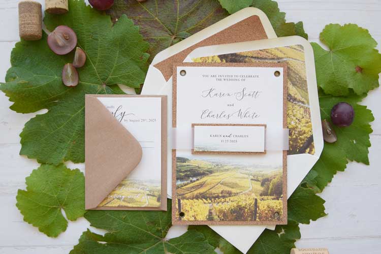 Rustic Cork Wedding Invitations