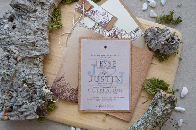 Unique Monogram Mountain Wedding Invitations