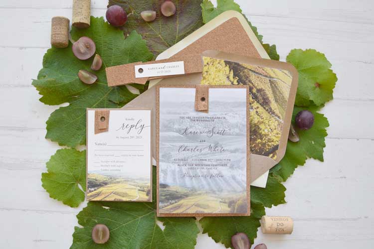 Rustic Cork Monogram Wedding Invitations