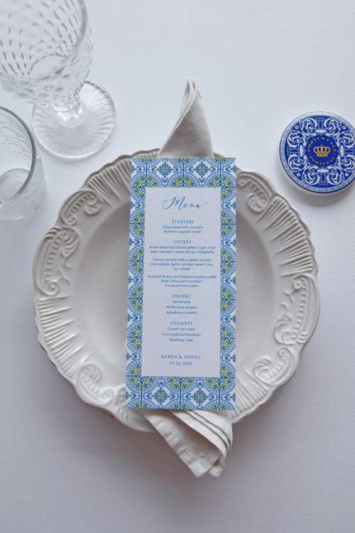 Blue and Yellow Tile Menu