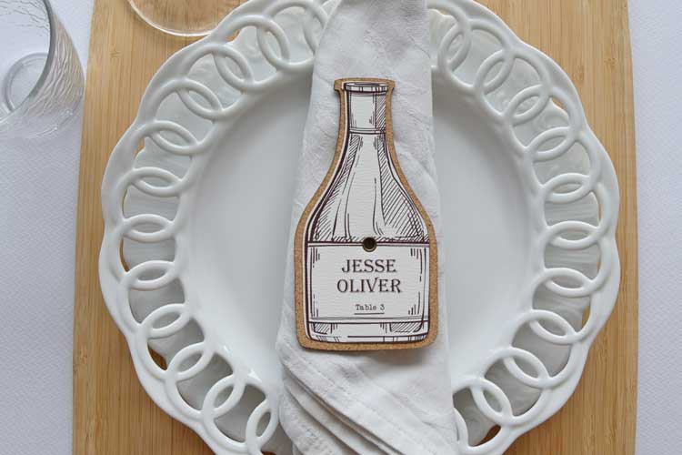 Cork Vine Bottle Place Card