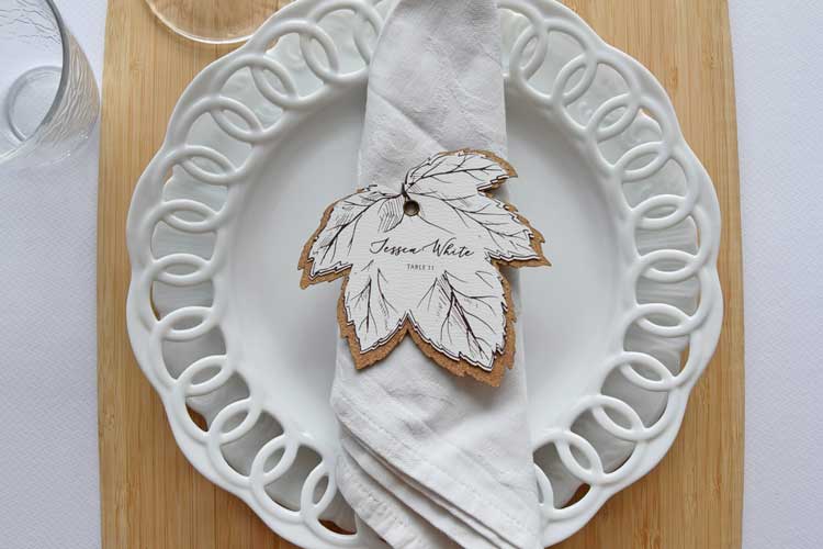 Cork Vine Leaf Place Card