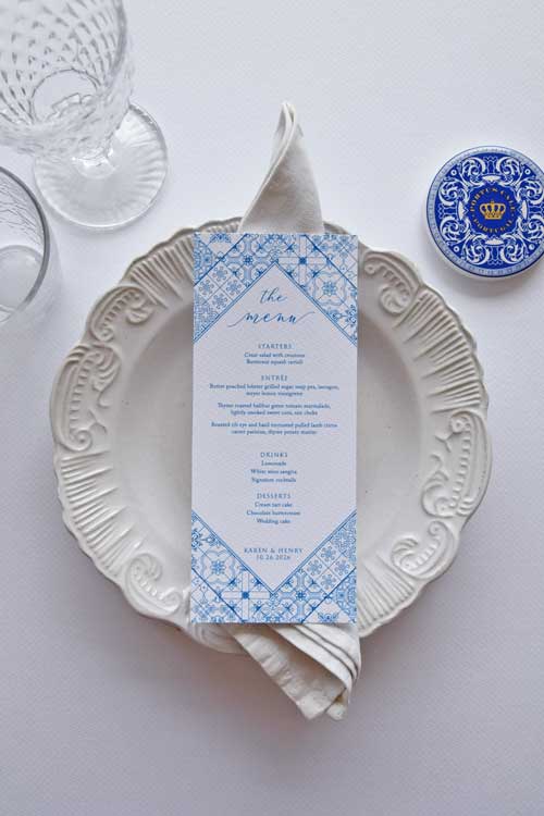 Portuguese Blue Tile Menu