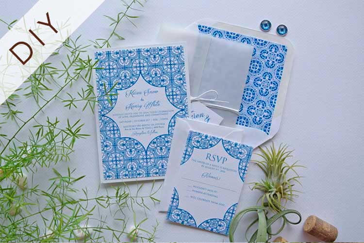 DIY Spanish Tile Wedding Invitation