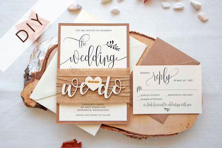 DIY Rustic We Do Wedding Invitations