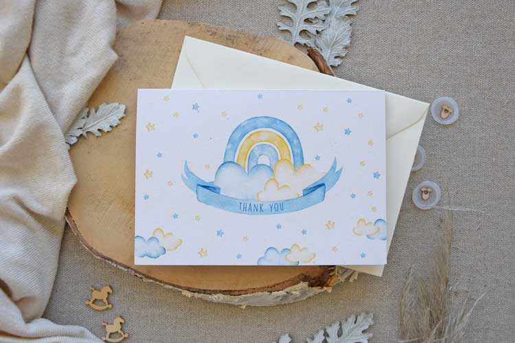 Baby Shower Rainbow Thank You Cards - Folded