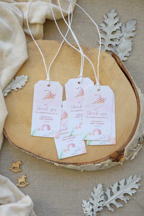 Baby Girl Air Balloon Favor Tags