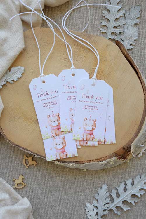 Baby Girl Woodland Favor Tags
