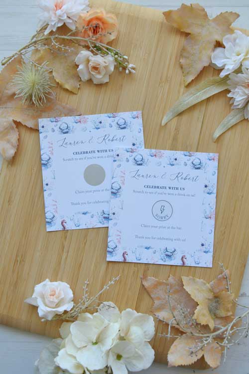 Semi-Custom Beach-Themed Wedding Scratch Card