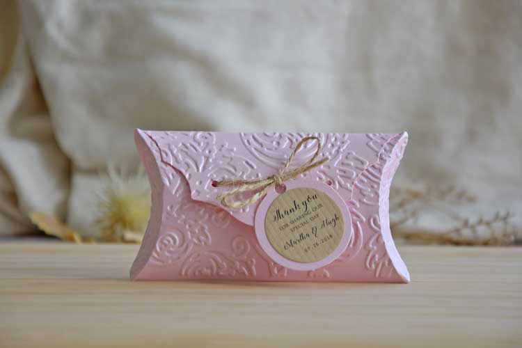 Pink Baby Shower Favor Pillow Boxes