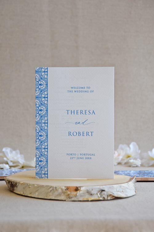 Order of Events - Blue Tile-Themed Wedding