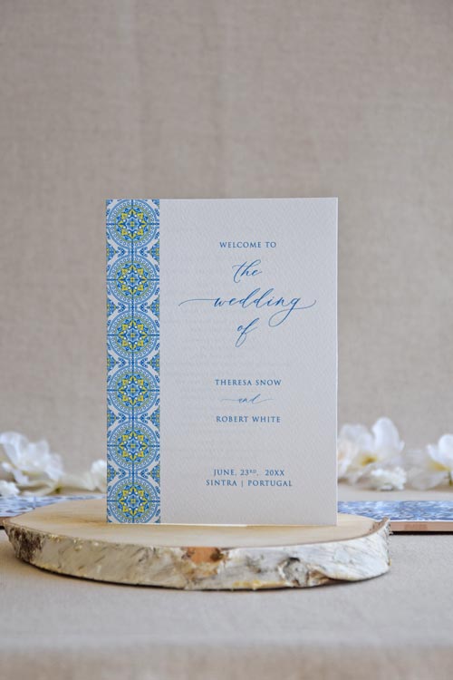 Order of Events - Blue Tile-Themed Wedding