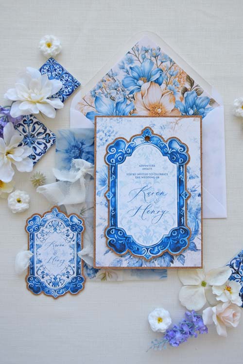 Foz do Douro - Luxury Tile Wedding Invitation Suite