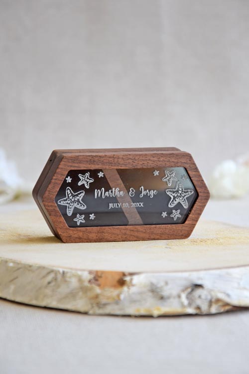 Hexagonal Beach-Themed Wedding Ring Bearer