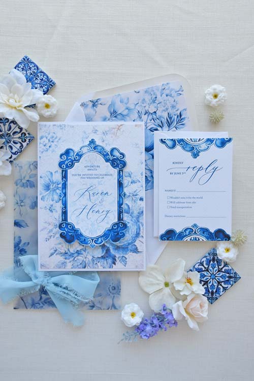 Igreja do Carmo - Blue Tile Wedding Invitation Suite