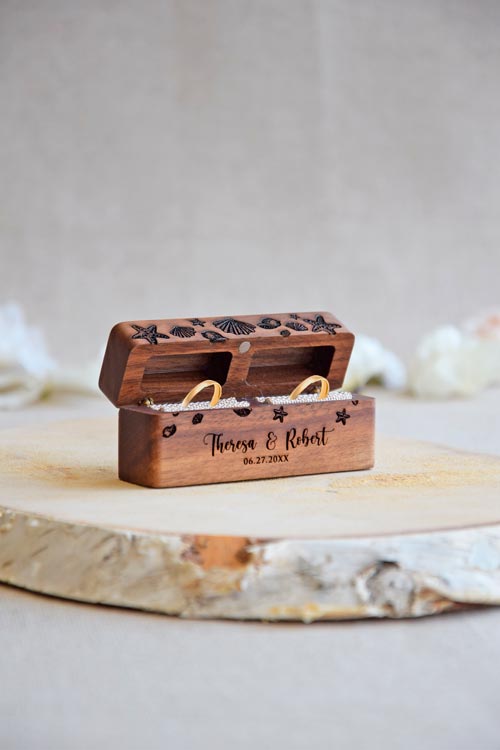 Rectangular Beach-Themed Wedding Ring Bearer