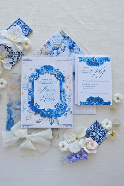 São Bento Railway Station - Blue Tile Wedding Invitation Suite