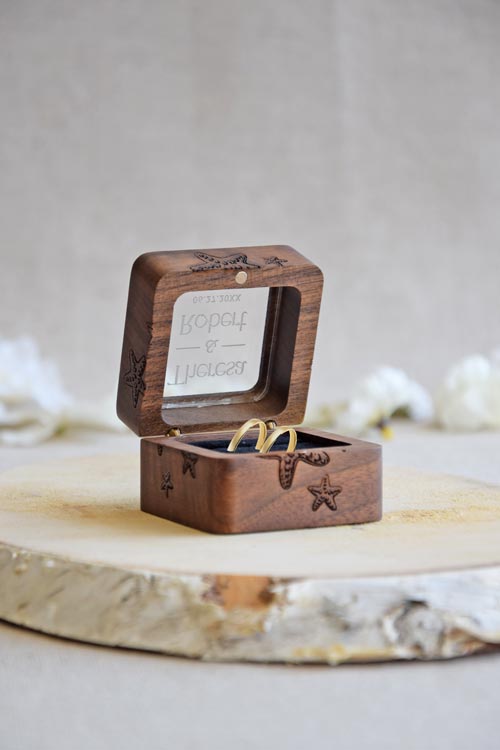 Square Beach-Themed Wedding Ring Bearer