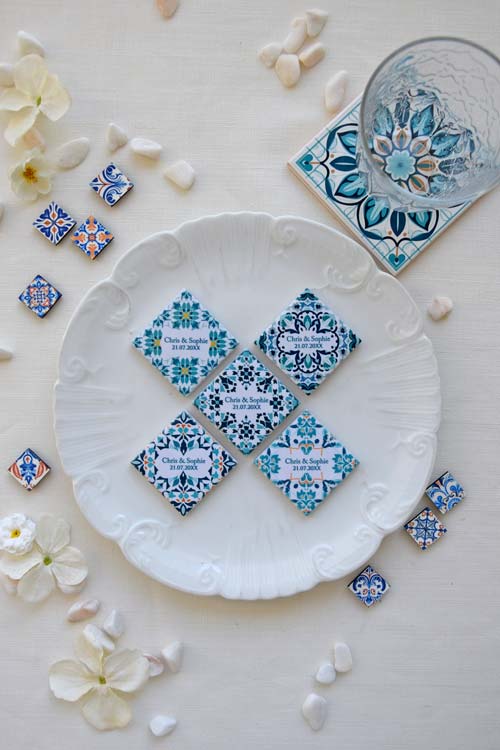 Real Portuguese Green Tiles - personalized favors with magnet