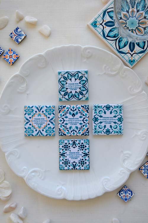Tiny Real Portuguese Green Tiles - favors with magnet