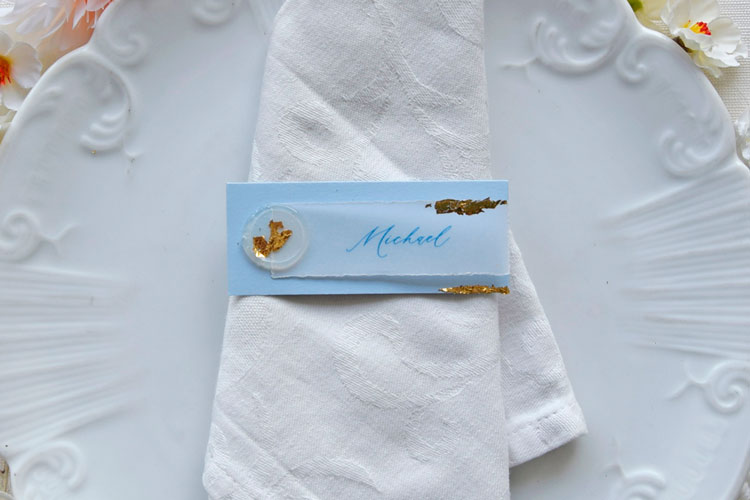 Azure Whisper Place Card – Wax Seal Edition