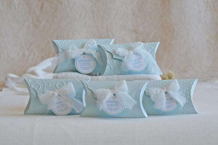 Blue Blessing - Baby Boy Favor Boxes (set of 5)