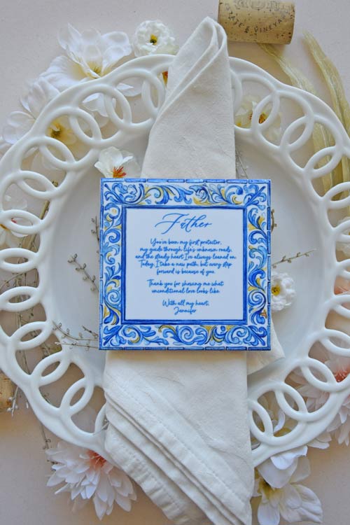 Aquamarine - Personalized Ceramic Tile Coaster with Message