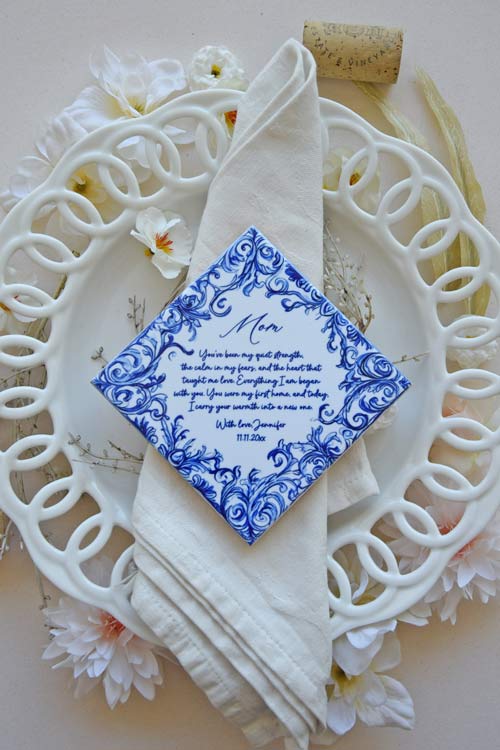 Sapphire - Personalized Ceramic Tile Coaster with Message